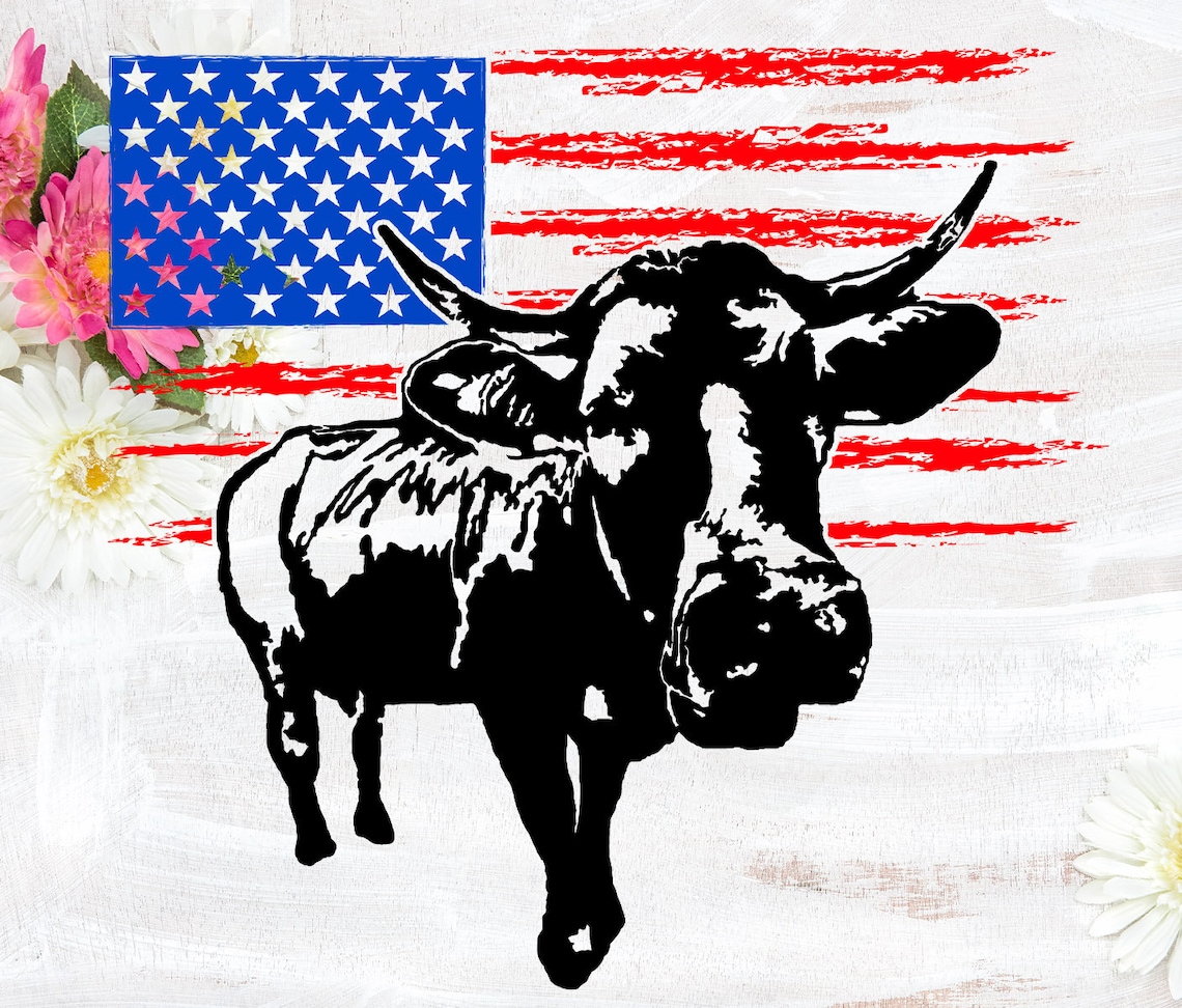 American Flag Cow Digital PNG Cut File SVG JPEG Download | Etsy