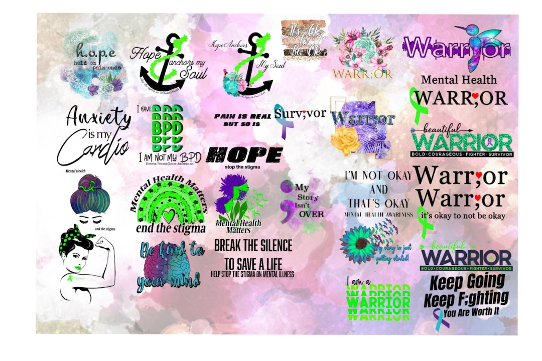 Mental Health PNG Bundle 31 Digital Art PNG Designs JPEG Download File ...