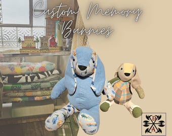 Handmade Memory Bunny | Keepsake from loved ones Clothing | Bereavement Bunny | 18” & 23” Bunnies | Shirt Bunny | Cherished Gifts