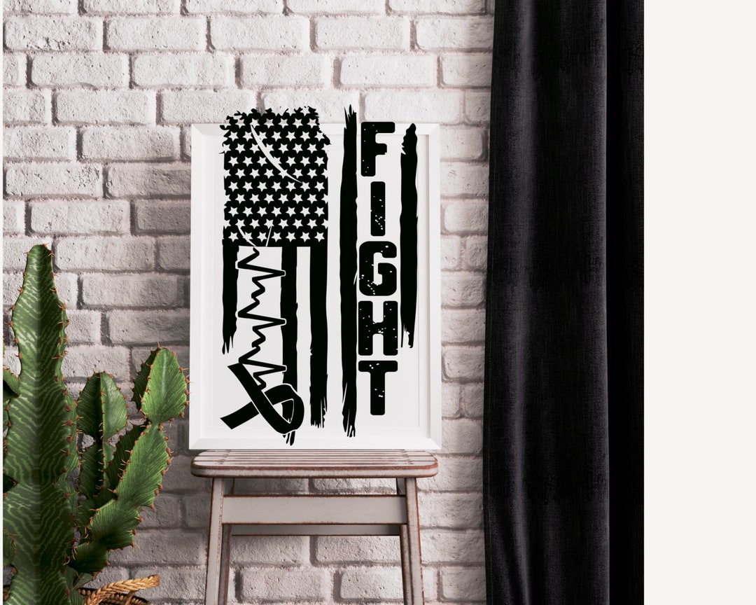 American Flag Fight Awareness Ribbon Digital PNG | JPEG | Download File ...