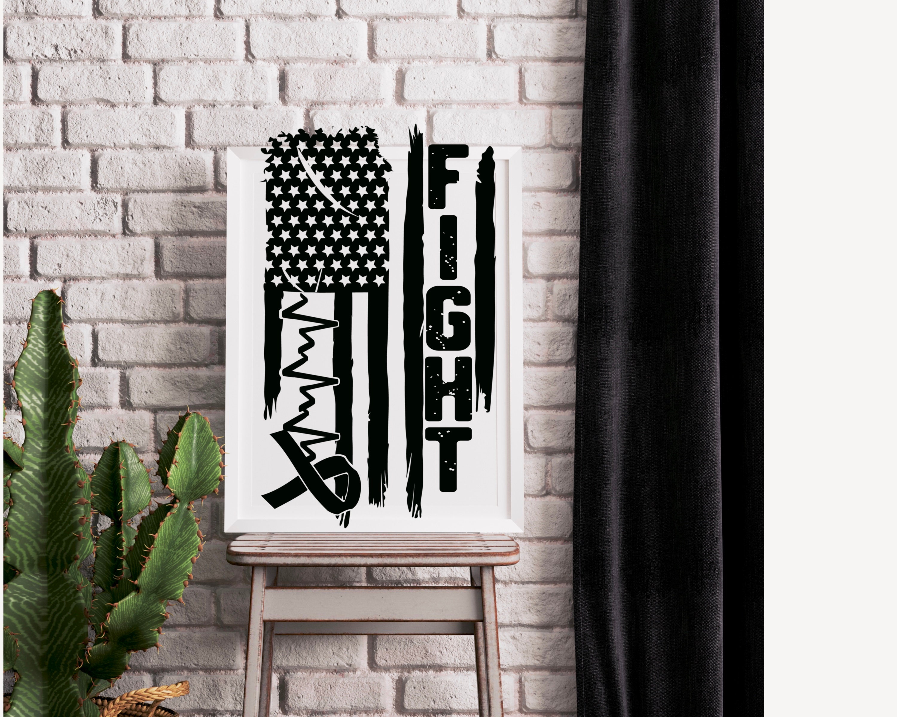 American Flag Fight Awareness Ribbon Digital PNG | JPEG | Download File ...