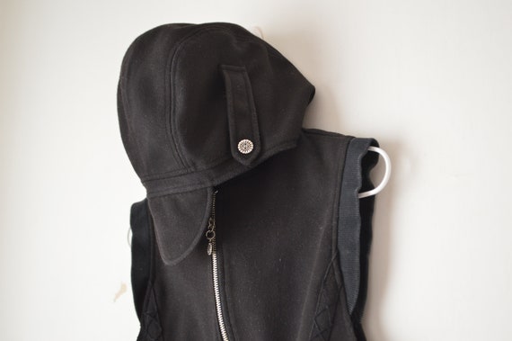 CHANEL Vintage Black Zippered Sleeveless Sporty Hoodie Sweatshirt Vest 90s S Etsy UK