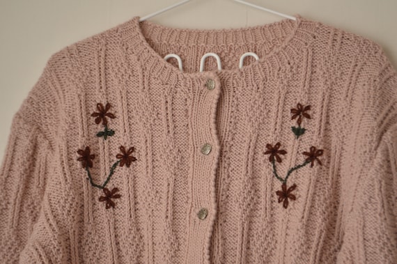 vintage 80s Austrian pale pink floral embroidered… - image 3