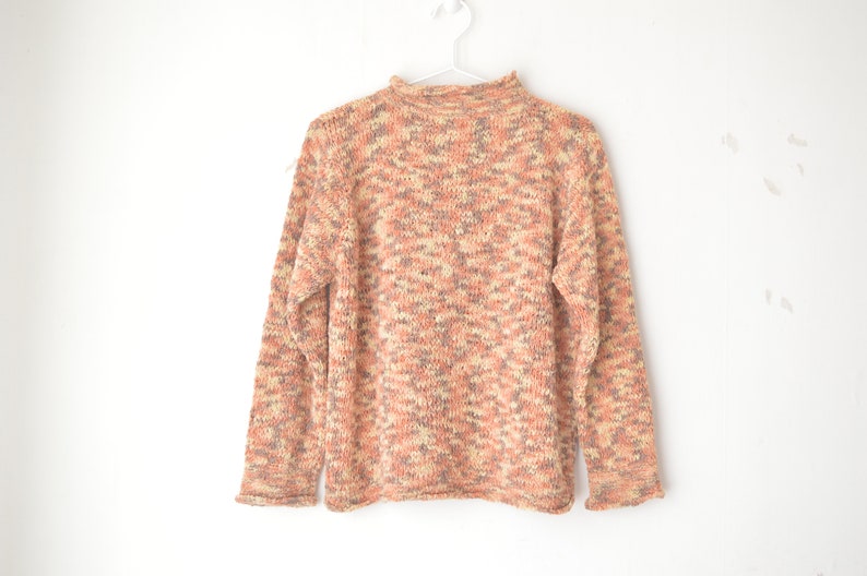 orange relaxed fit slouchy chunky knit crew neck sweater pullover 80s M