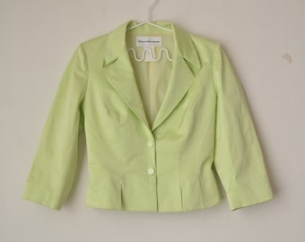 vintage 1990s Thierry Mugler light green liquid cropped suit blazer jacket // M