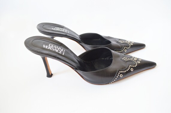 versace heels black and white