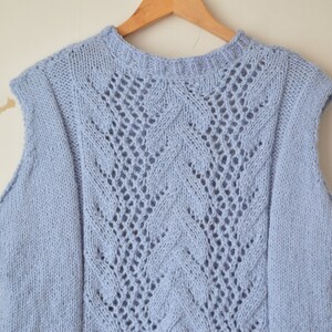 vintage pastel blue hand knit mohair structured vest sleeveless sweater pullover 80s // M-L image 2