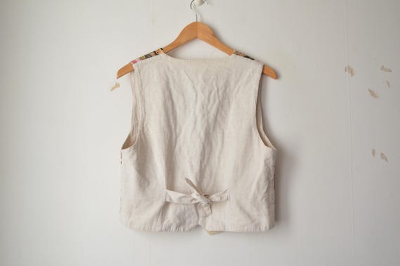 Vintage 1990s cream patchwork pattern button down… - image 5