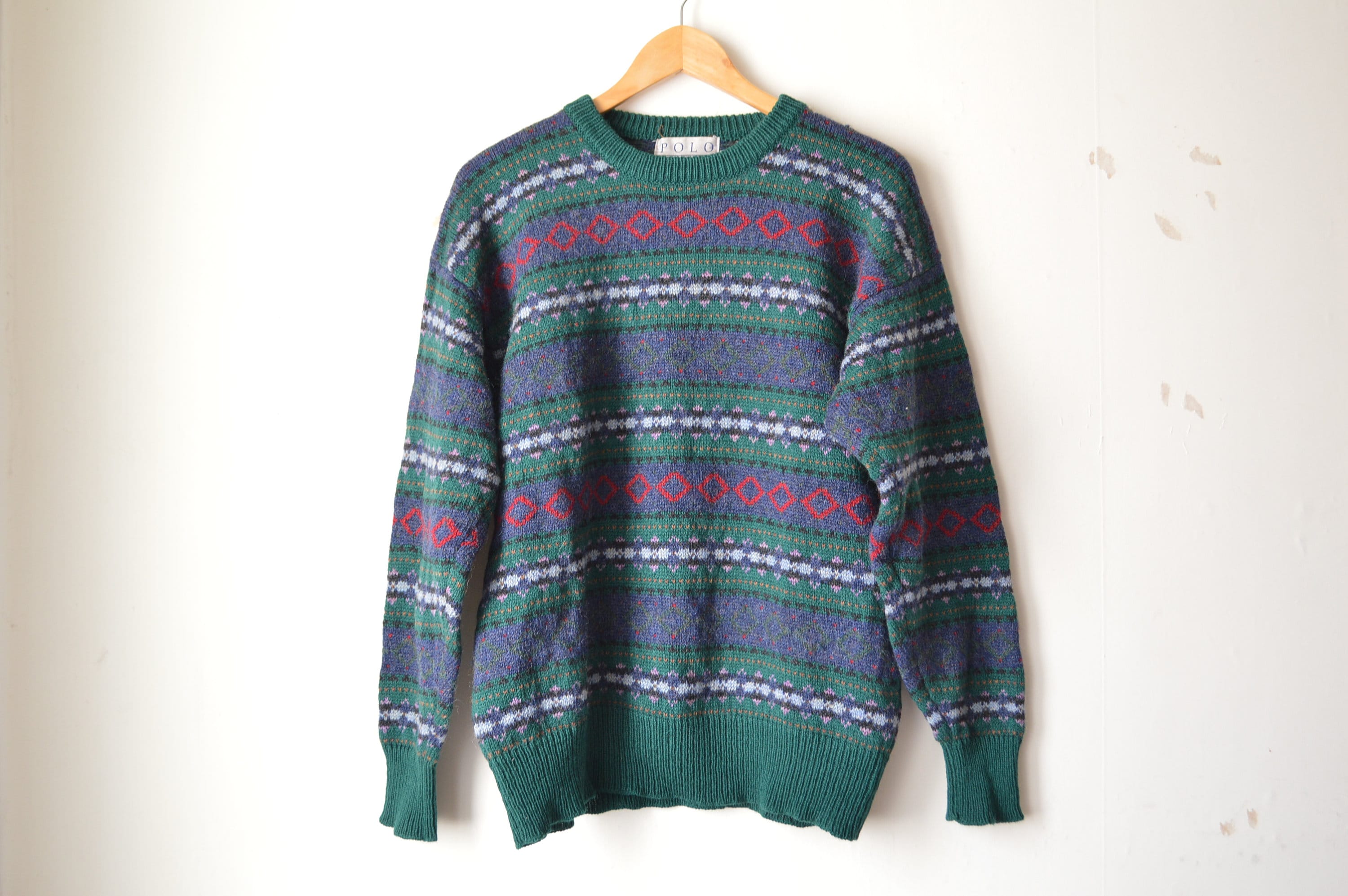 トップス 90s- polo ralph pure shetland sweater Vintage 90s Polo Ralph Lauren Shetland Wool Fair Isle