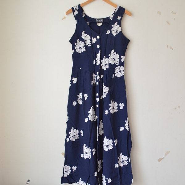 90's Black Button Down Sleeveless Dress