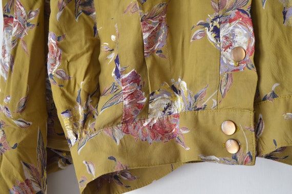 vintage mustard yellow floral pattern batwing sle… - image 5