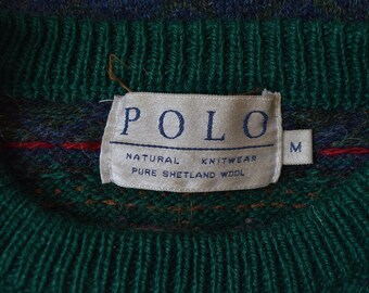 トップス 90s- polo ralph pure shetland sweater Vintage 90s Polo Ralph Lauren Shetland Wool Fair Isle