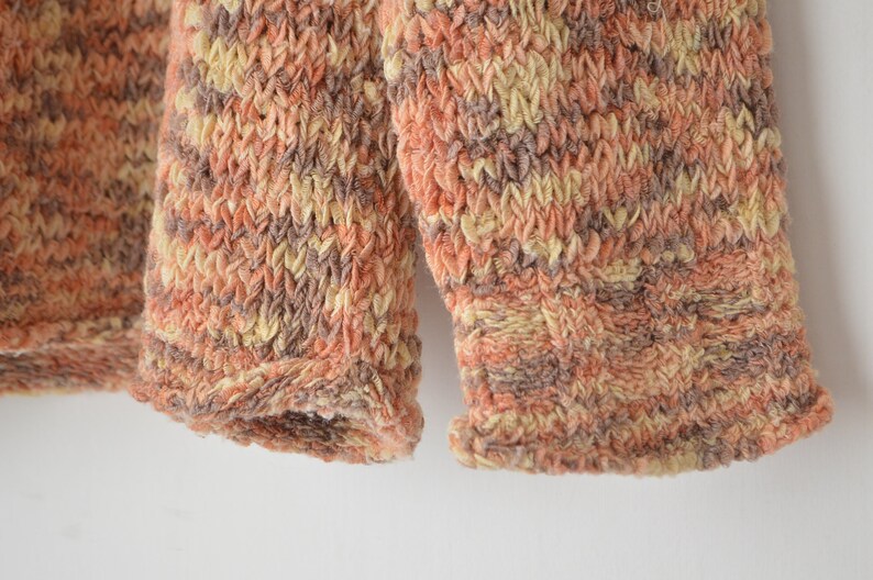 orange relaxed fit slouchy chunky knit crew neck sweater pullover 80s M