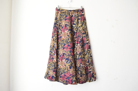 SALE // Vintage Baroque Floral High Waist A Line Midi Skirt | Etsy