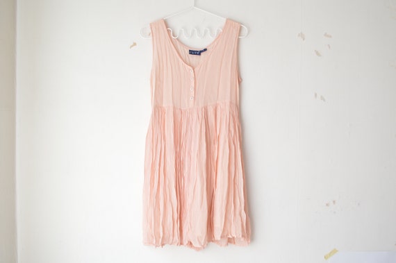 vintage pastel peach pink sheer mini skater pleate