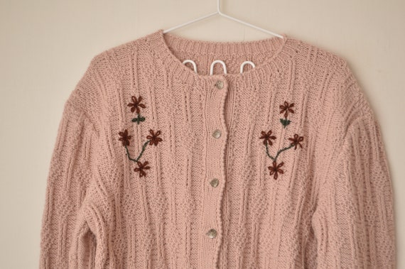 vintage 80s Austrian pale pink floral embroidered… - image 2