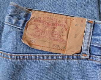vintage Levi's 501 denim jeans met lichte wassing en knoopgulp // W29