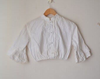 Vintage 80s Austrian Cotton Crochet Blouse, Puff Sleeves (M-L)