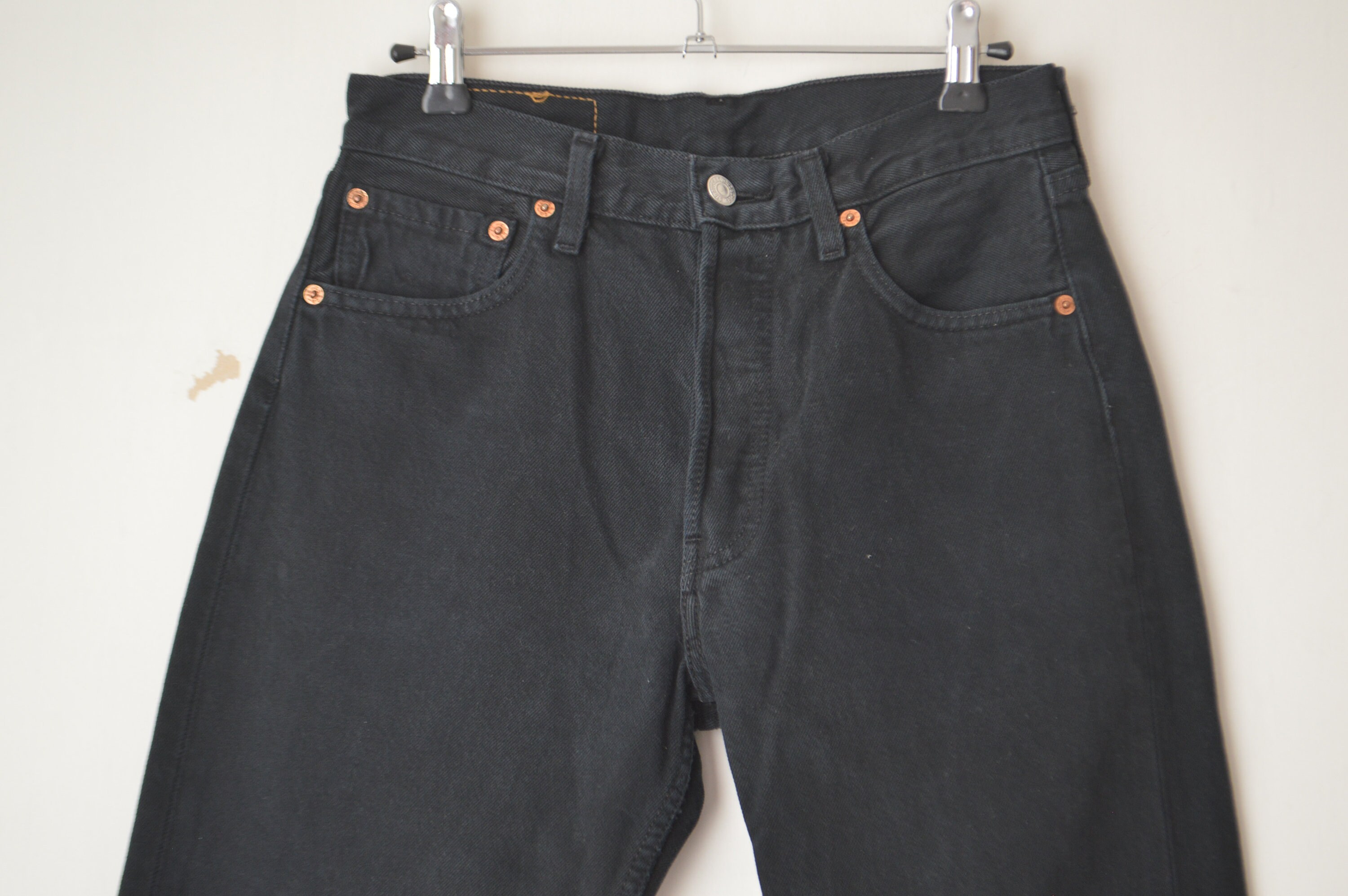 Levi's 501 Distressed Black High Waist Button Fly Straight - Etsy