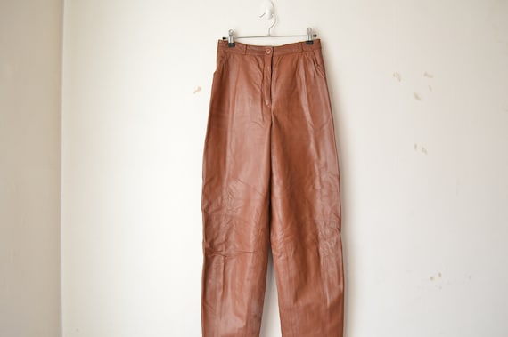 vintage brown leather high waist tapered leg cigar