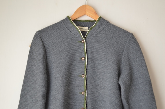 vintage Austrian 90s dark gray button down wool b… - image 2