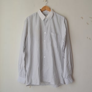 chemise PIERRE CARDIN pour hommes vintage des années 90 à rayures blanches et bleues, manches longues et manches longues // L