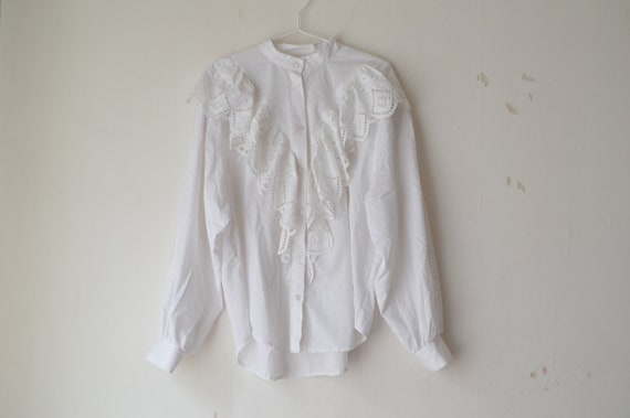 white floral embroidered ruffle puff sleeves victo