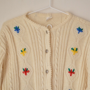 Women's Vintage Cream Austrian Bobble Cardigan S/M
