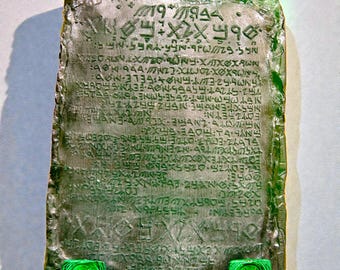 Emerald Tablet Replica & Ornamental Mount Set. US import taxes PAID