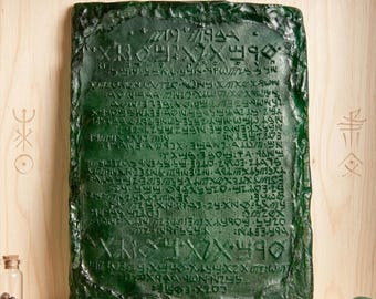 Emerald Tablet Replica. Green resin decor. US Import taxes INCLUDED