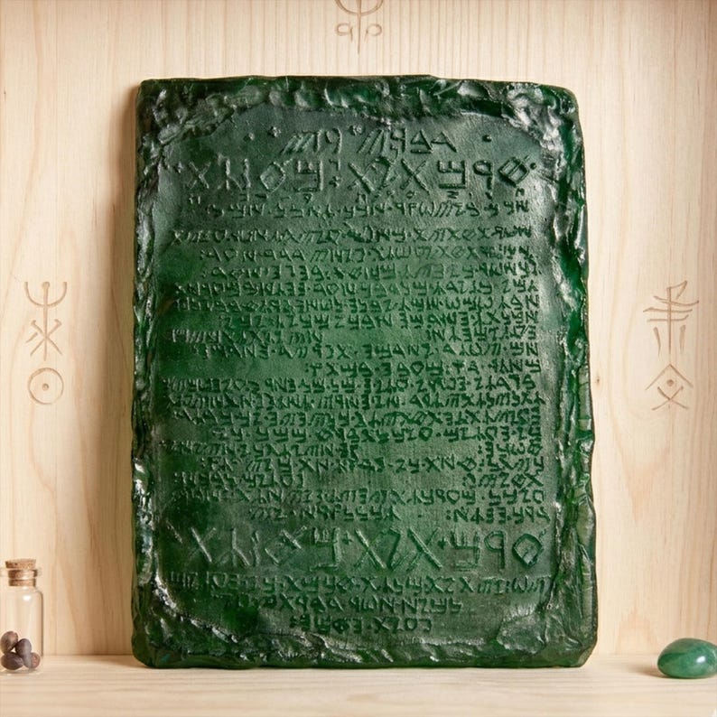 Emerald Tablet Replica. Green resin decor. US Import taxes INCLUDED image 1