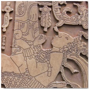 Pakal&#39;s tombstone - Mayan replica - Decoreative pre-columbian art.