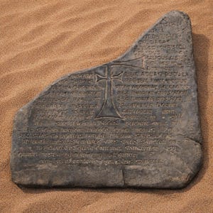 Réplica de tablilla de piedra del Grial. 50 x 47 cm. Impuestos de importación de EE. UU. PAGADOS.