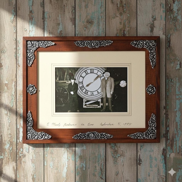 Screen accurate "Partners in Time" Wooden Frame. 37x30 cm BTTFIII. US Import taxes Paid