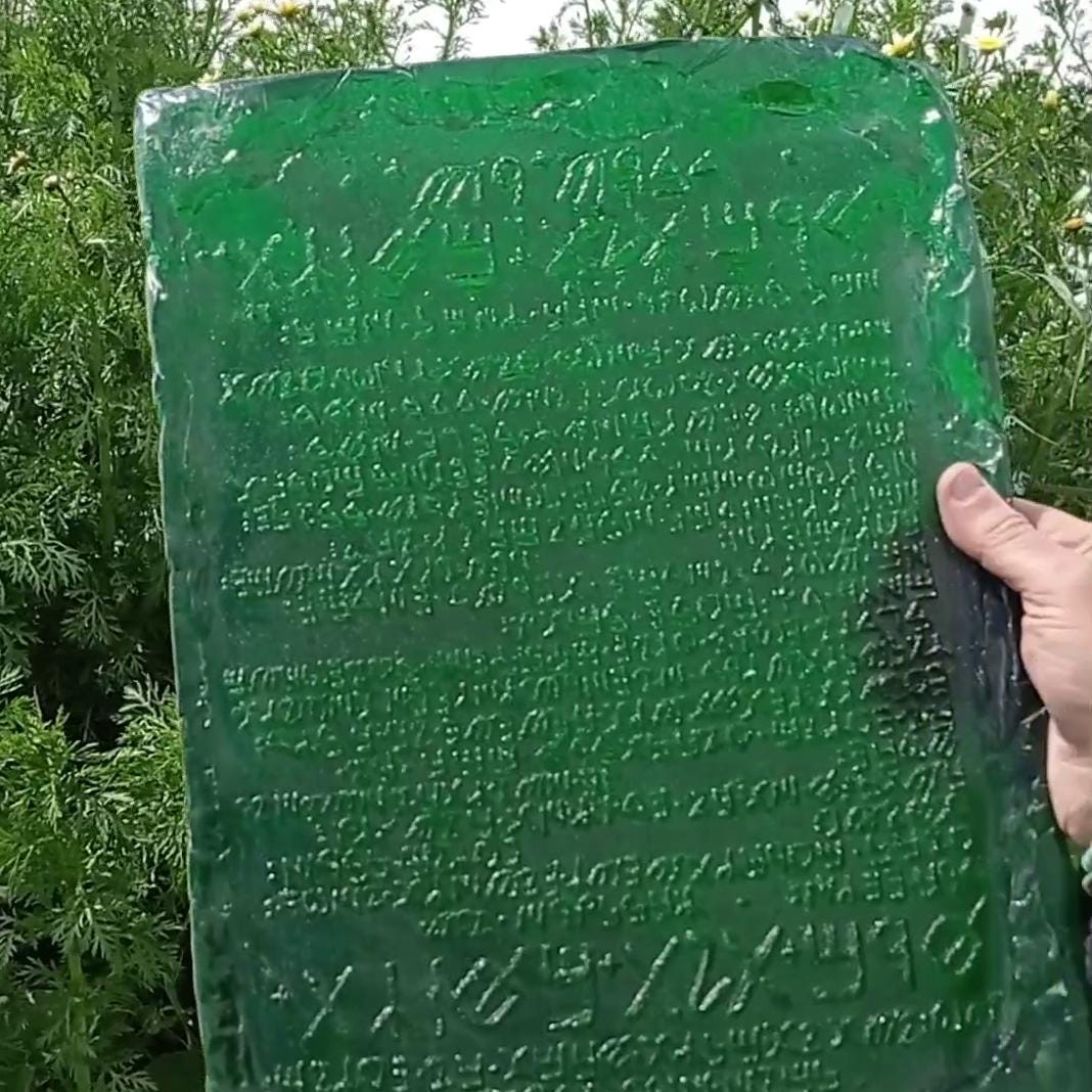 Emerald Tablet Translucent Replica. Alchemy Knowledge & Esoteric