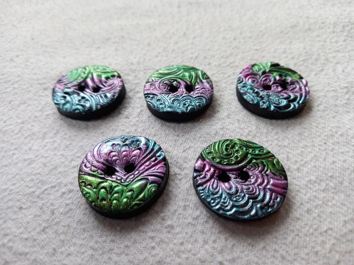 5 polymer clay buttons handmade buttons unique buttons Etsy