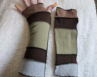 Calentadores de muñeca de tela ligera * Calentadores de brazos suaves estilo elfo rústico bohemio para cosplay * Marrón, verde * LISTO PARA ENVIAR