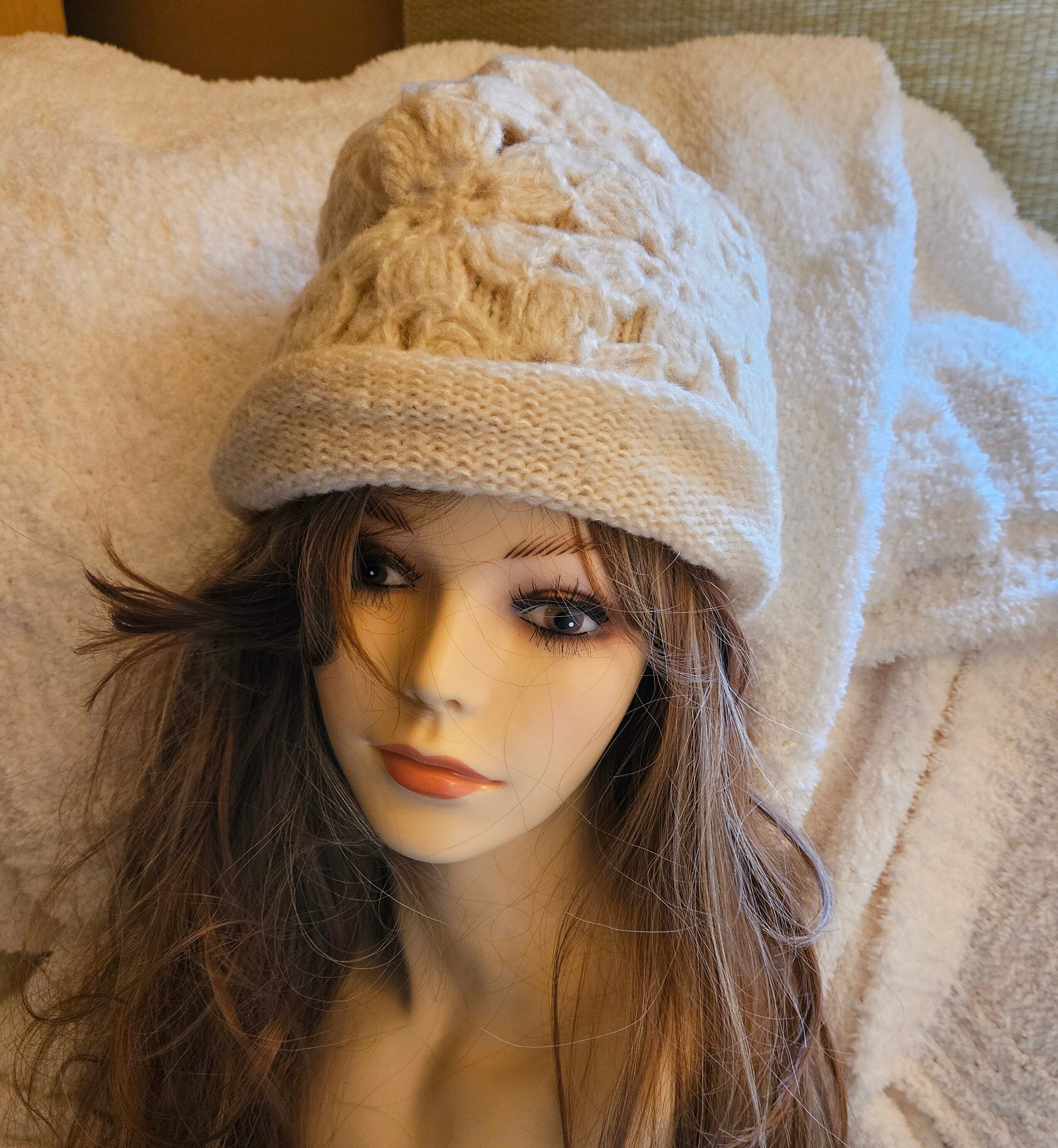Elegant Cream Crochet Hat with Floral Accents First Bloom Crochet Hat - Ivory | Fashion Nova main image 2