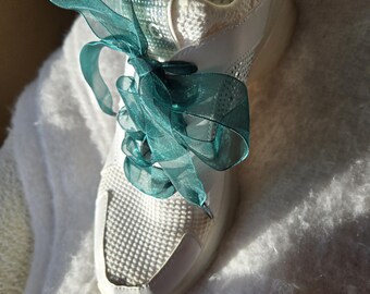 ST PATRICK'S DAY Lucky Dark Green Organza Shoelaces Shoe Sneaker Laces * Saint Patty's Day "Good Luck" Irish Perfect Style Fun Wedding Gift
