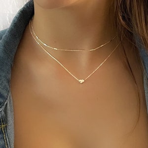 Annika Bella Sterling Silver Heart Necklace Set, Layered Necklaces, Layering Necklace, Minimalist Choker, Dainty Set of Two Necklaces Bild 1