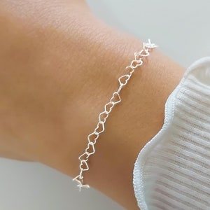 Silver Heart Chain Link Bracelet With Magnetic Clasp Simple Silver Bracelet,  Minimalist Jewelry Boho Style Layering Pieces Bridesmaids - Etsy