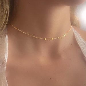 Gold Choker Necklace for Women, Dainty Choker Necklace, Gold Chain Choker, Gold Choker Necklace, Women Choker Necklace, Layered Choker #294