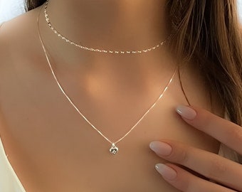 Hearth Charm Necklace, Minimalist Necklace, Pendant Necklace, Cubic Zirconia, Layered Necklaces, Choker necklace, Set Of 2 Necklaces,