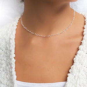 Heart Link Necklace, Sterling Silver Heart Chain Necklace, Heart Link Chain Necklace, Heart Necklace, Dainty Women Necklace, Valentine Gift