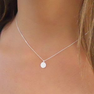 Sterling Silver Coin Necklace Simple Silver Necklace Dainty 