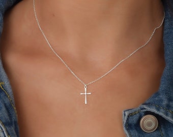 Cross Necklace - Sterling Silver Necklace, Dainty Jewelry, Charm Necklaces