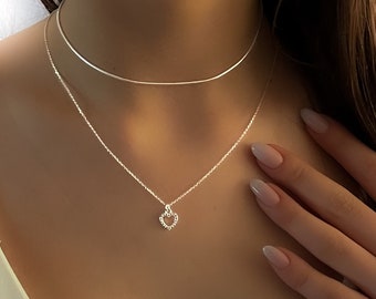 Heart Necklace, Heart Pendant, Cubic Zirconia Necklace, Pendant Necklace, Pendant, Gift for Mom, Anniversary Gift, Handmade, Set of necklace