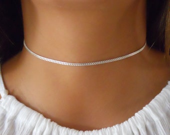 925 Sterling Silver Choker, Silver Chain Necklace, Silver Choker Necklace, Layering Silver Choker, #339