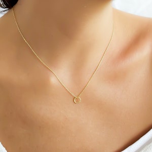 Gold Circle Necklace, Gold Pendant Necklace for Women, Dainty Gold Necklace, Gold Ring Necklace, Gold Eternity Necklace,Simple Gold Necklace
