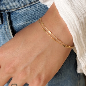 Gold Bracelets for Women, Dainty Gold Bracelet, Gold Chain Bracelet, Layered Bracelet, Double Bracelets, Minimalist Gold bracelet, Every day